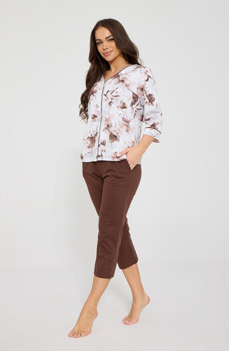 Pigiama donna Cornette Simone 162/498 cotone bottoni manica 3/4 pantalone 7/8