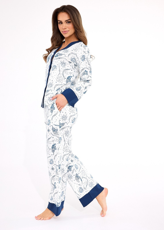 Pigiama da donna 514/443 Amber CORNETTE - cotone, manica lunga, abbottonato