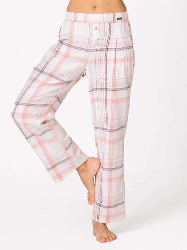 Pantaloni pigiama Key LHE 415 bianchi – flanella a quadri, 100% cotone