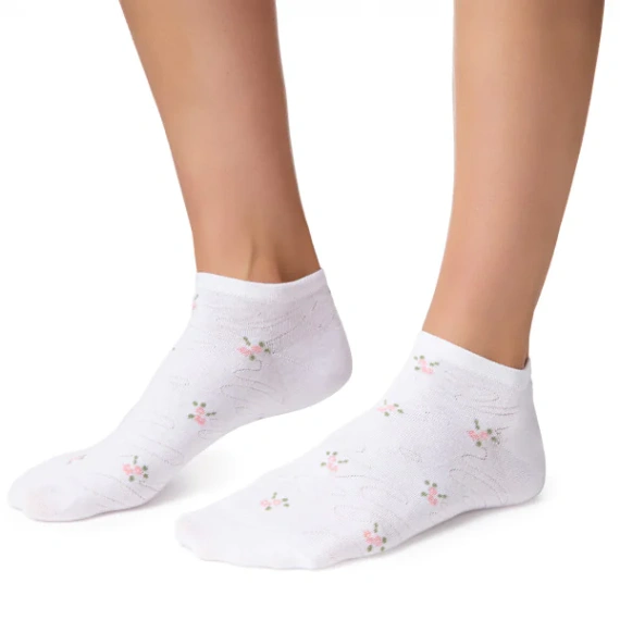 Stopki damskie Steven 114 Summer bawełniane cienkie do sneakers białe 169