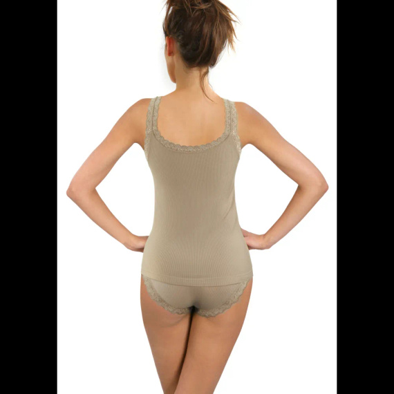 Canotta donna Sesto Senso 6109 pizzo senza cuciture elastica sabia