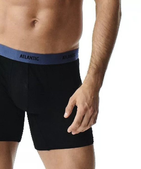 Boxer da uomo Atlantic 3MH-0177 A3 3 pezzi nero-denim – cotone, gamba lunga