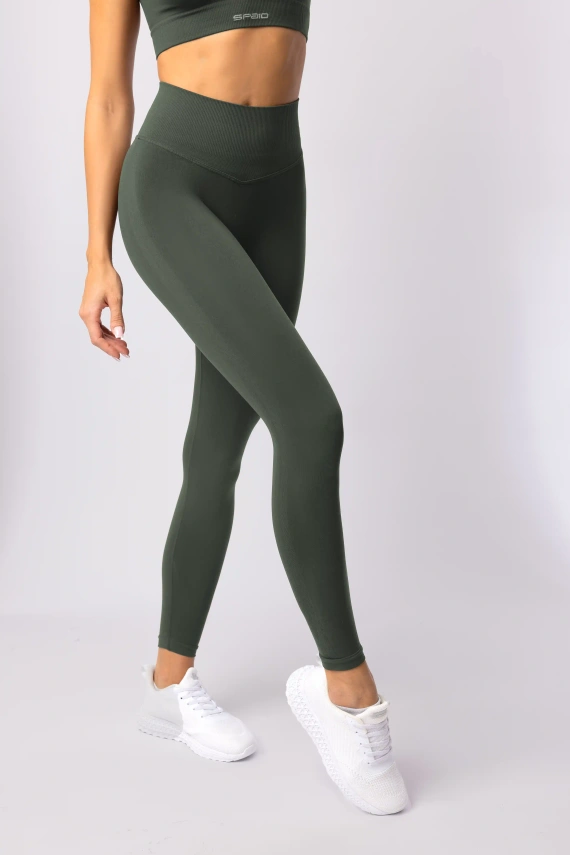 Leggings da donna SPAIO Flex Innergy 2.0 kaki- senza cuciture, supporto al recupero