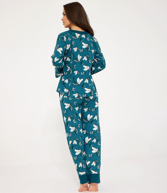 Pigiama donna Cornette 514/509 Virginia blu 100% cotone con bottoni