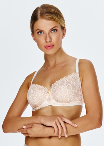 2554 Reggiseno Lupoline beige - pizzo elegante, coppe morbide con ferretto