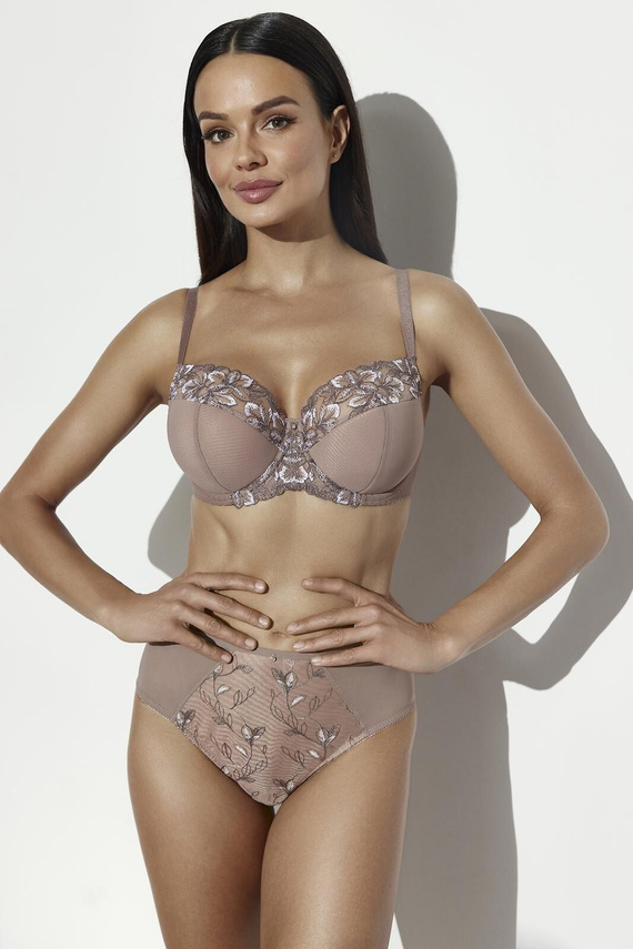 Ava 2273 Mocha Mousse Slip Donna Classici Ricamati con Rete
