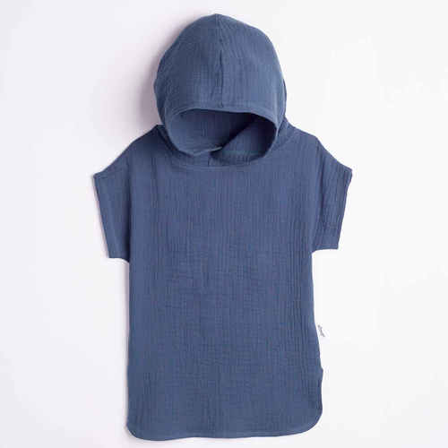 Poncho bambini Nicol 224394 mussola 100% cotone con cappuccio - blu navy