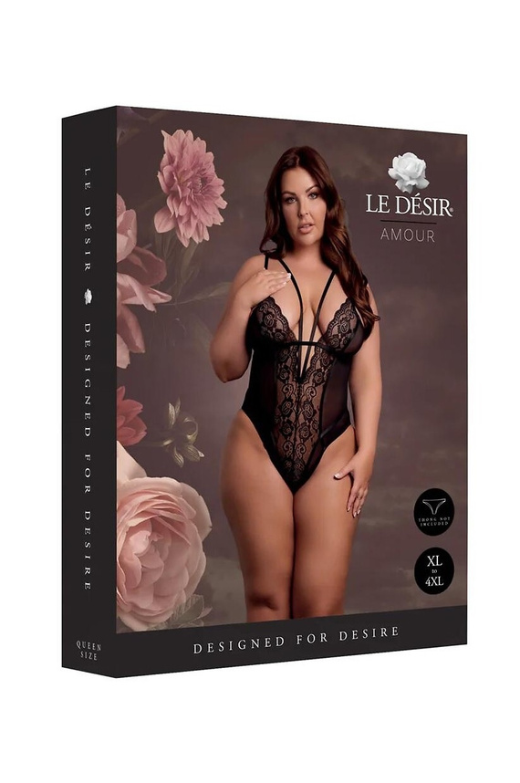 Body AMR006 Amour Le Désir Body in pizzo Plus Size XL-4XL Nero