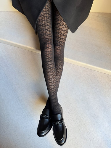 Veneziana Ornamento 40 DEN collant donna geometrici in microfibra nero