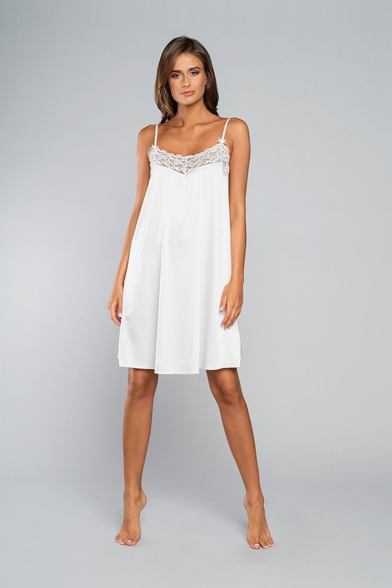 Camicia da notte Touch con cinturino stretto, corta Italia Fashion - ecrù