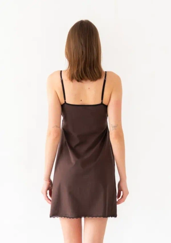 Camicia da notte Dkaren Viki 2 in cotone con pizzo - cioccolato