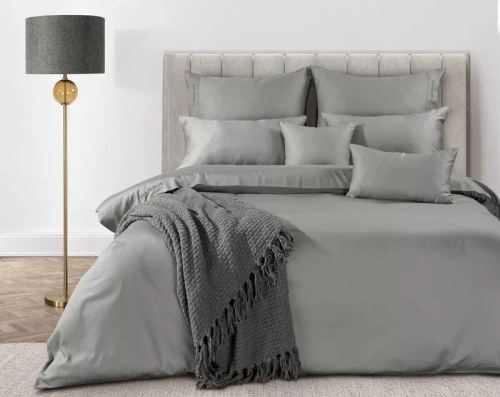 1C Elegante biancheria da letto in raso Eva Minge Eurofirany acciaio | macrosatin 100% cotone