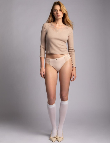 Slip donna L-1593 BI Lama cotone pizzo 2 pezzi comfort