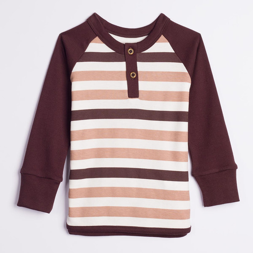 227139 Nicol BENEK Maglia raglan henley bambino a righe manica lunga