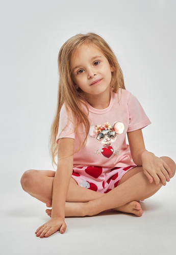 Taro 3559 Mika pigiama bambina rosa 100% cotone