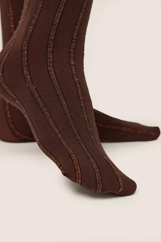 Gabriella Liva 1262 calze donna 50 DEN righe con effetto lucido 3D cioccolato