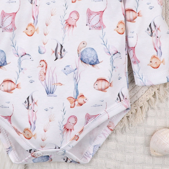 ABN-5475 Body per neonato Mondo sommerso in cotone biologico Nini, manica lunga