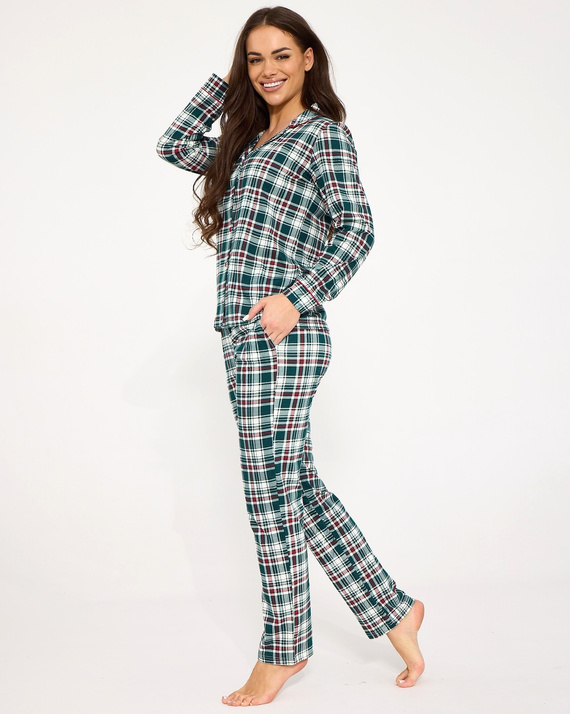 Cornette Francesca 482/490 Pigiama Donna 100% Cotone Bottoni Verde
