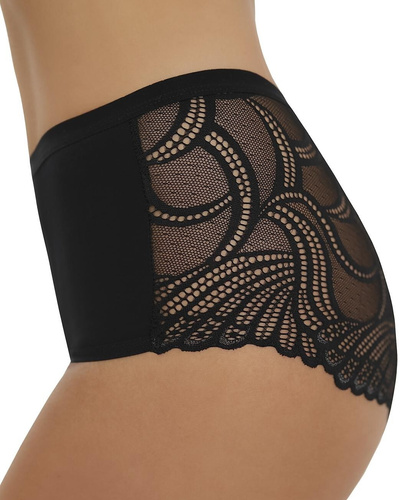 Figi Lori Emili slip donna alti in cotone neri con retro in pizzo