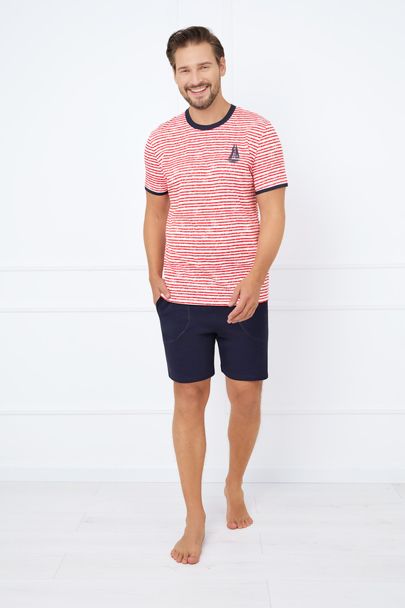 Flota Pigiama uomo a maniche corte, pantaloncini Moda italiana - stampa rosso/blu