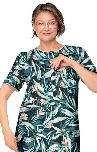 203 Bogna I Camicia da notte da donna Martel 29 verde scuro - cotone, manica corta, non abbottonata