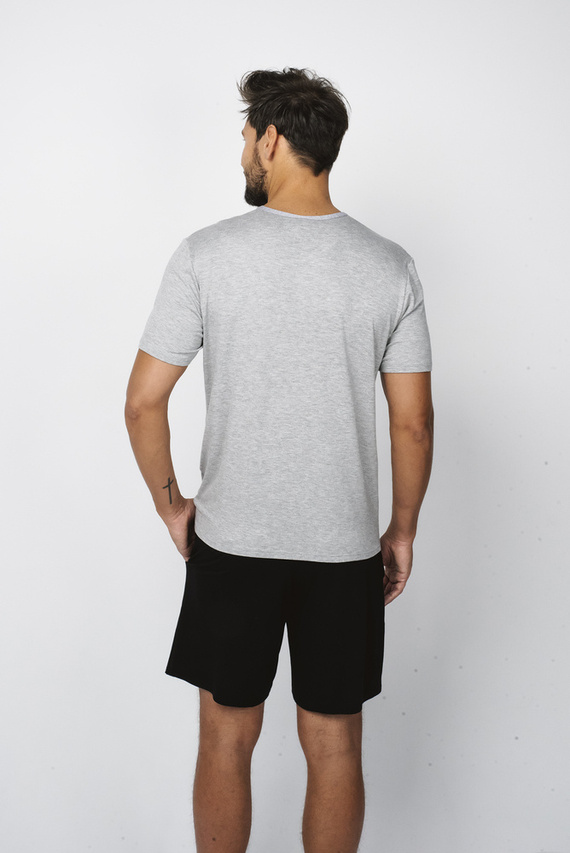 Dallas Pigiama uomo manica corta, pantaloncini Moda italiana- melange/nero