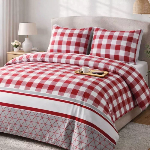 31516/1 Biancheria da letto natalizia in flanella Flanelove Darymex grigio rosso- set 100% cotone, caldo e morbido