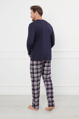 Edwin Pigiama uomo manica lunga, pantaloni lunghi Moda italiana - blu navy/stampa