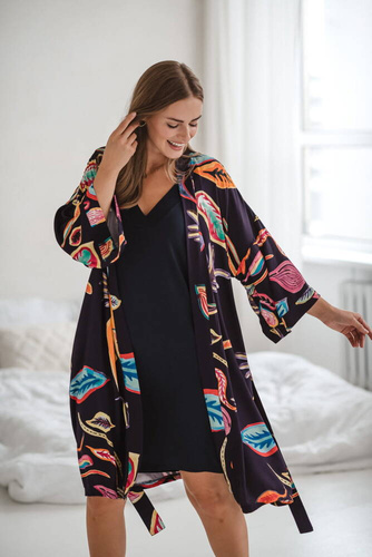 Tropical szlafrok bambusowy Milk&Love navy 