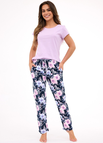 690/48 Pantalone pigiama donna Cornette | Lungo, tasche, regolazione in vita