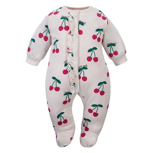 Tutina neonato Eevi Cherry con piedi cotone morbida comoda