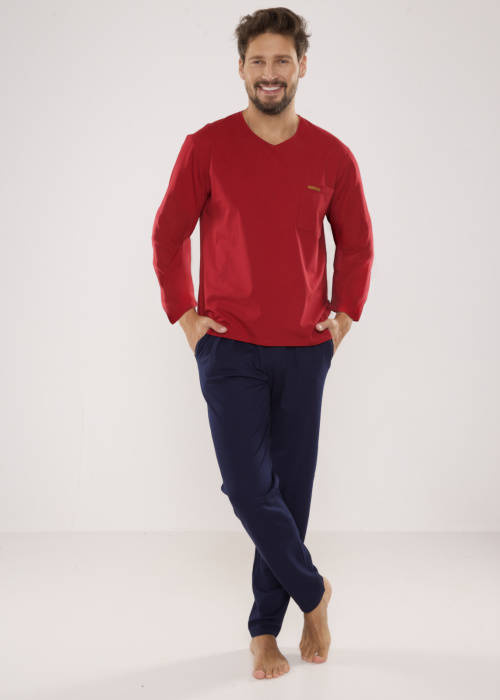 683 Kevin Forex Pigiama da uomo - marrone - blu navy