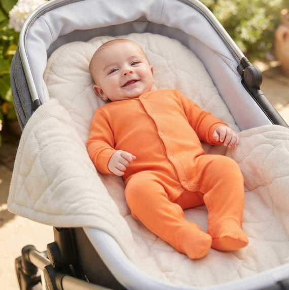 Pigiama intero neonato NINI ABN-3964 arancione 100% cotone organico