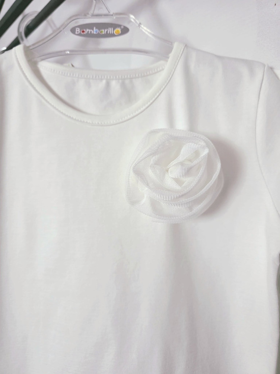 Blusa bambina Róża Bambarillo jersey con rosa in tulle elegante