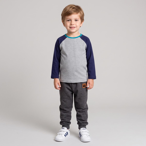 228141 Nicol FARMA Maglia raglan bambino blu navy mélange cotone