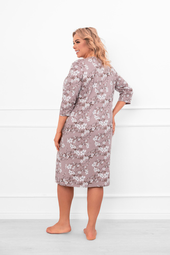 Camicia da notte da donna in cotone Oshima con maniche a 3/4 e motivo floreale Moda italiana