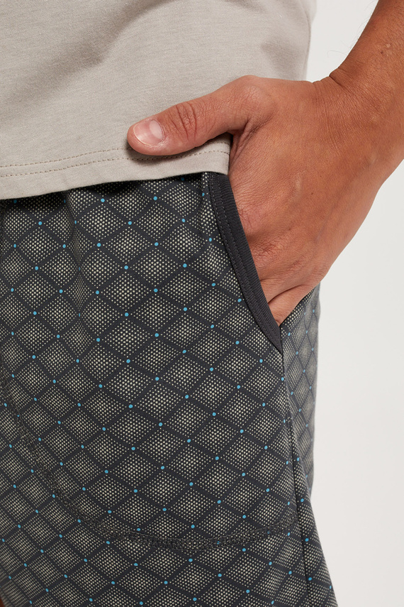 Abel Pigiama da uomo a maniche corte, pantaloncini Moda italiana - beige/stampa