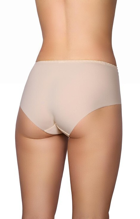 58 Modo slip in microfibra beige con lacci sul davanti, taglio laser