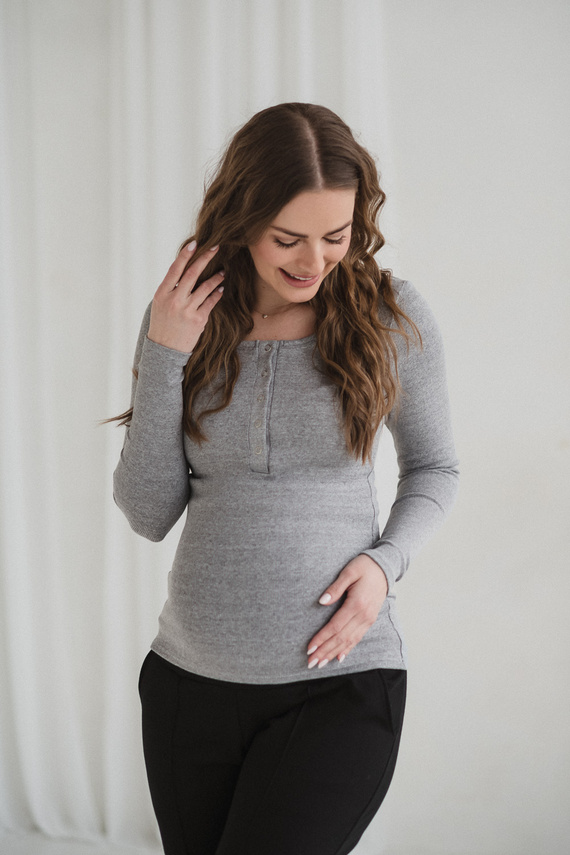 Tummy Milk&Love maglia premaman e allattamento in viscosa light gray melange