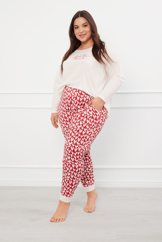 Evora Pigiama da donna manica lunga, pantalone lungo Moda italiana - ecrù/stampa