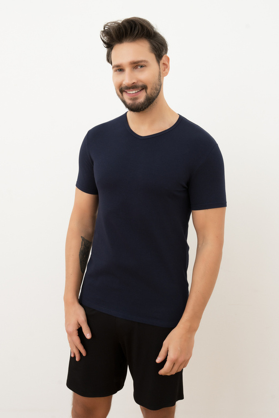 T-shirt Ikar da uomo, collo a lupetto Moda italiana - blu navy