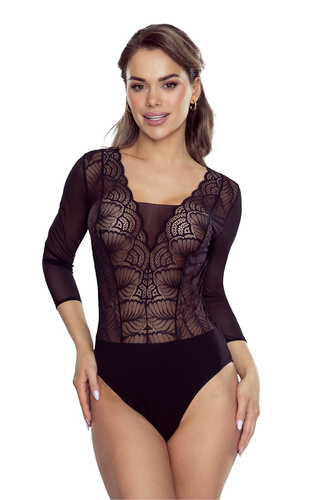 Body donna Eldar Gertruda nero - elegante viscosa e pizzo