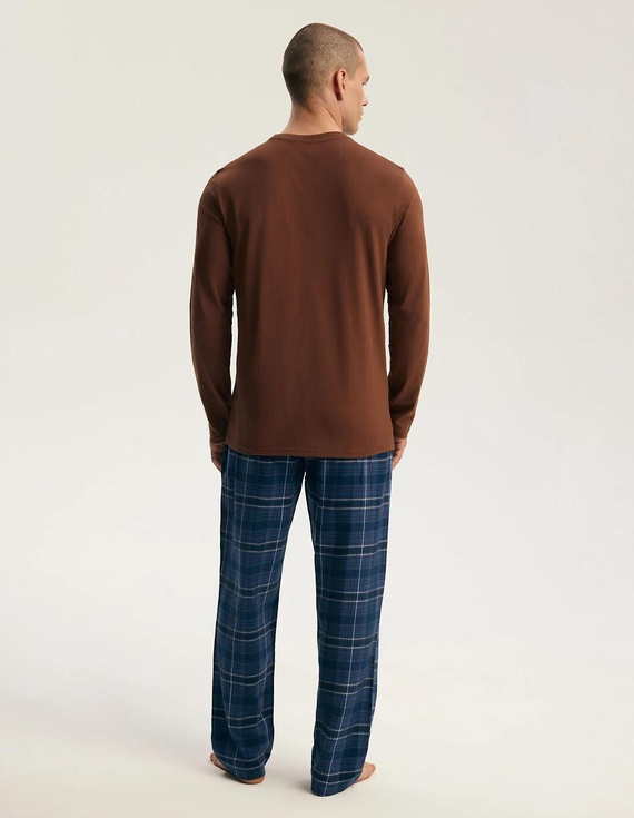 Pigiama Uomo Henderson 45451 Imago Marrone 100% Cotone Flanella Premium