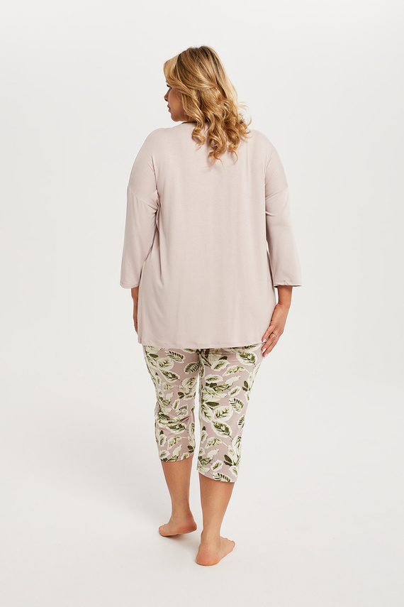 Indonesia Pigiama donna manica 3/4, pantaloni 3/4 Moda italiana - beige/stampa