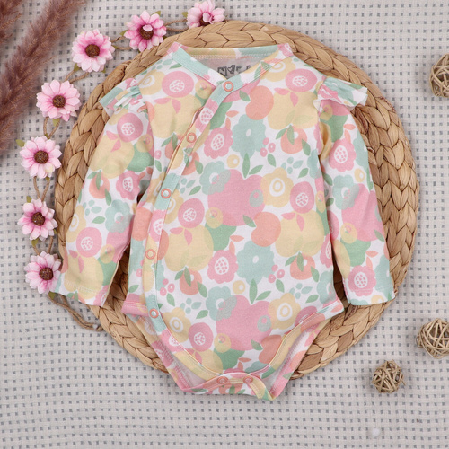Completo neonato NINI Colorful Fruits cotone biologico body ghettina cuffietta