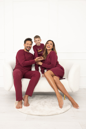 Pigiama da uomo Gordo - cotone classico, polo e pantaloni con tasche Italian Fashion - marrone