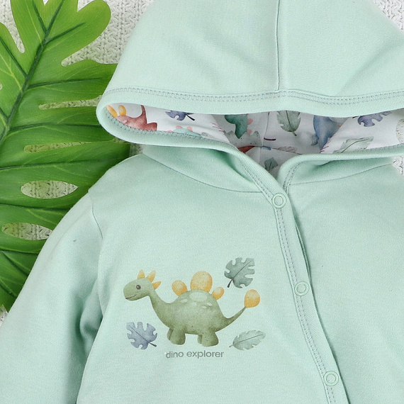 ABN-5578 Dino Explorer Tuta per neonati in cotone biologico riscaldata di Nini - ecologica e sicura