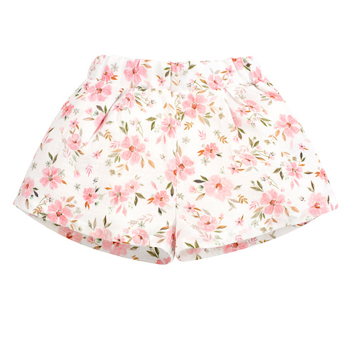 Pantaloncini corti in mussola ecrù Pinokio per bambina