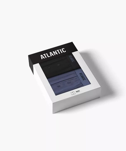 Boxer da uomo Atlantic 2MBX-0255 A2 2 pezzi nero-denim – comodi, 100% cotone