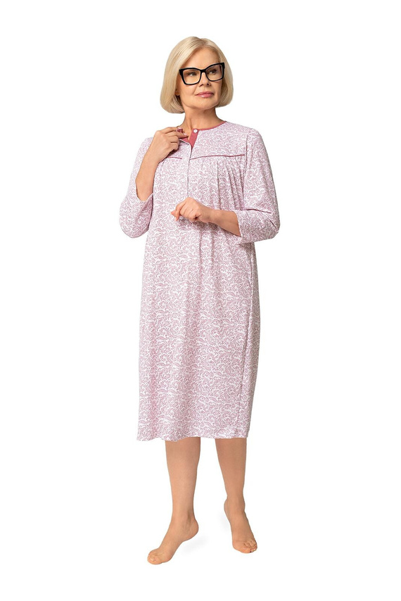 Bogna II 204 Camicia da notte Martel 41 bordeaux camicia da notte in cotone con maniche lunghe, abbottonata, ideale come regalo per la nonna